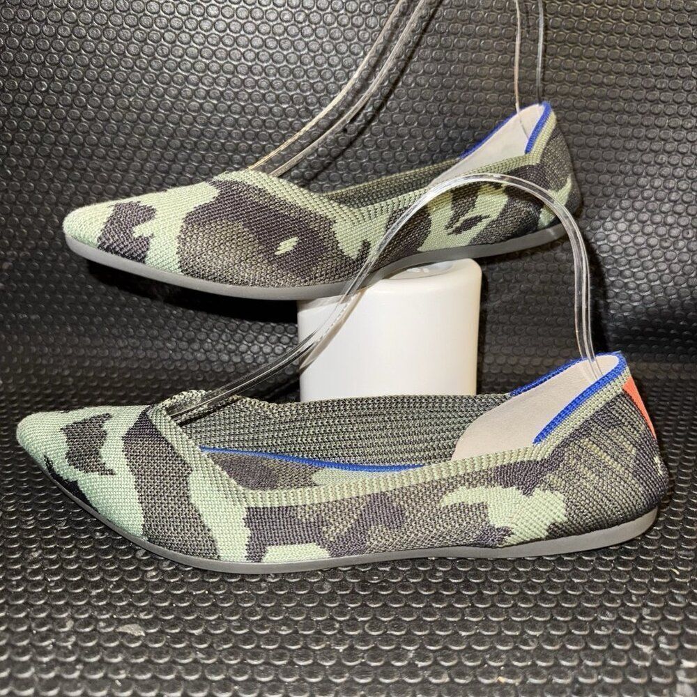 Rothy's The Point Olive Camo Green Flats Shoes Slip On Pointed Womens Size 8.5